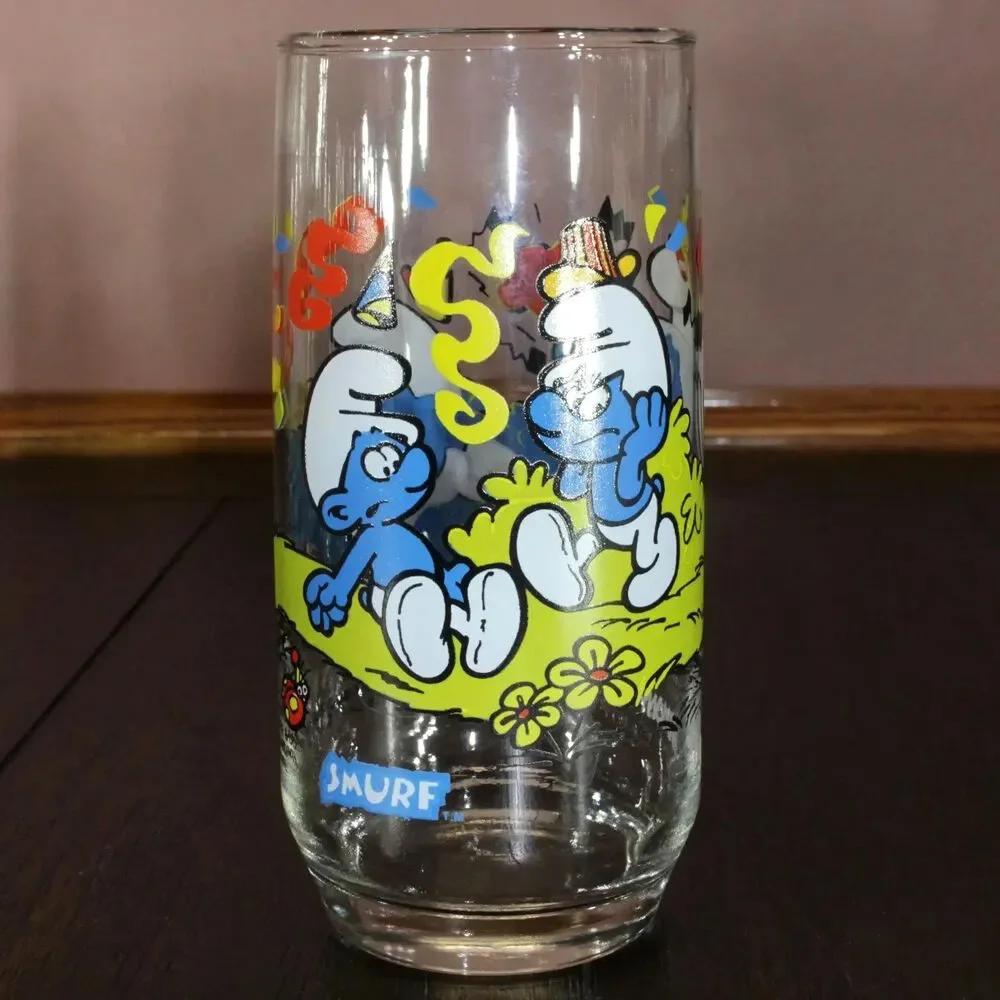 1983 Hardees Promotional HARMONY‎ SMURF Drinking Glass Peyo